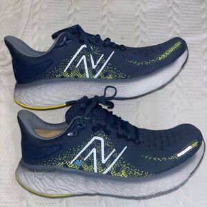 New Balance Kids' Navy and Lime Sneakers